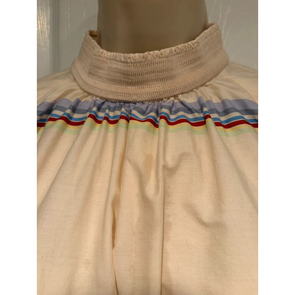 Free People XS Y2K Cropped Boho Top Rainbow Stripe 73 Festival Cottagecore Retro